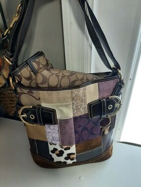 COACH Vintage Y2K Rare Holiday Patchwork Shoulder Bag 3 Pc Set